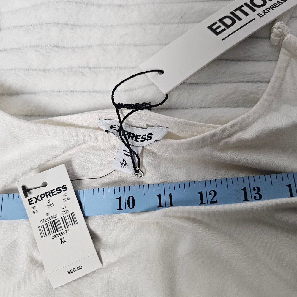 NWT‎ Express Womens Ivory Spaghetti Strap Tank Dress XL Wedding Graduation Luxe - Picture 5 of 10